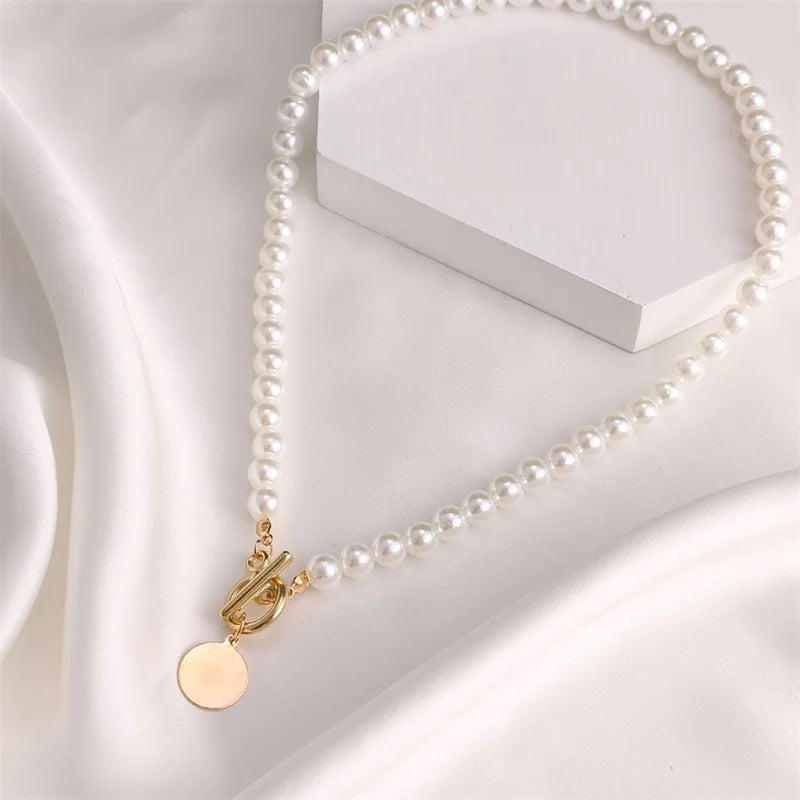 Fashion Wedding Pearl Choker Necklace Vintage Coin Pendant Chain Jewelry for Women’s Gift Milanni Fashion