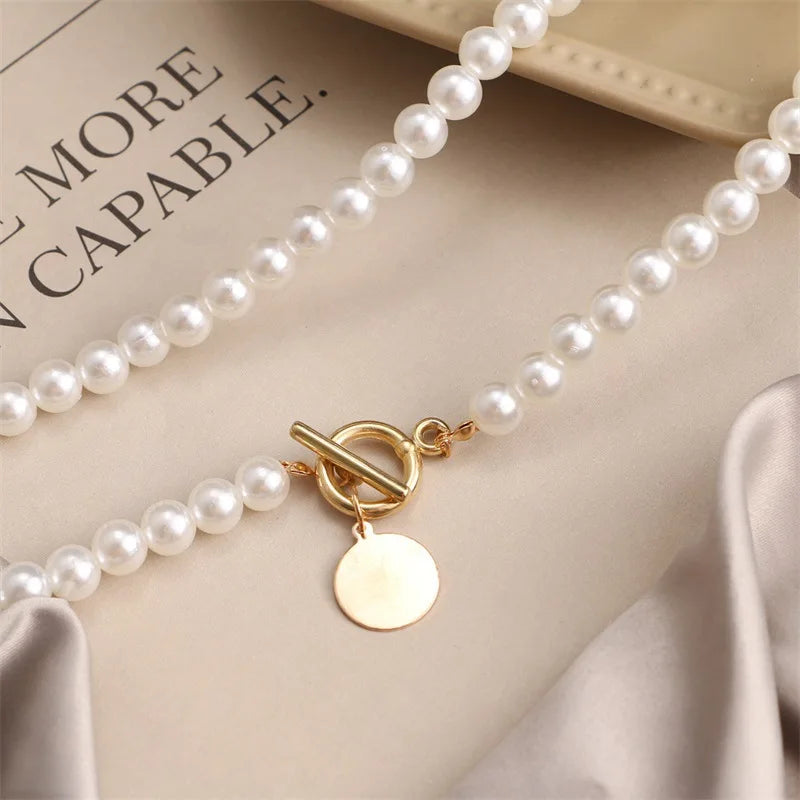 Fashion Wedding Pearl Choker Necklace Vintage Coin Pendant Chain Jewelry for Women’s Gift Milanni Fashion