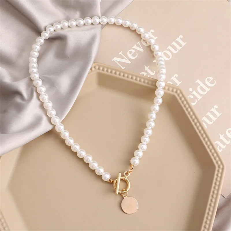 Fashion Wedding Pearl Choker Necklace Vintage Coin Pendant Chain Jewelry for Women’s Gift Milanni Fashion