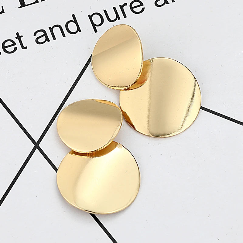 Statement Metal Earrings for Women Geometric Vintage Gold & Silver Color Drop Jewelry Milanni Fashion