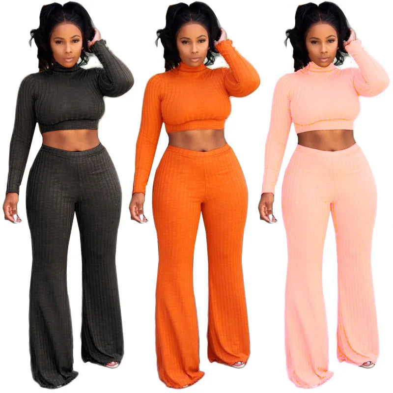 Cotton Crop Top and Pants Two Piece Tracksuit Set Winter Casual Suit Comfortable Stylish Outfit Milanni Fashion