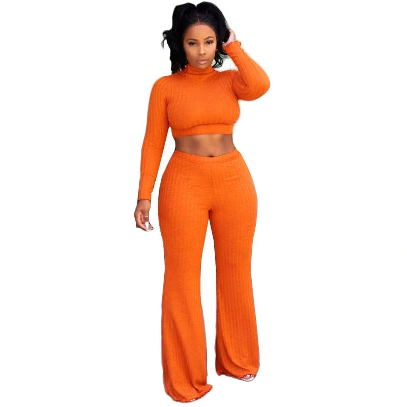 Cotton Crop Top and Pants Two Piece Tracksuit Set Winter Casual Suit Comfortable Stylish Outfit Milanni Fashion