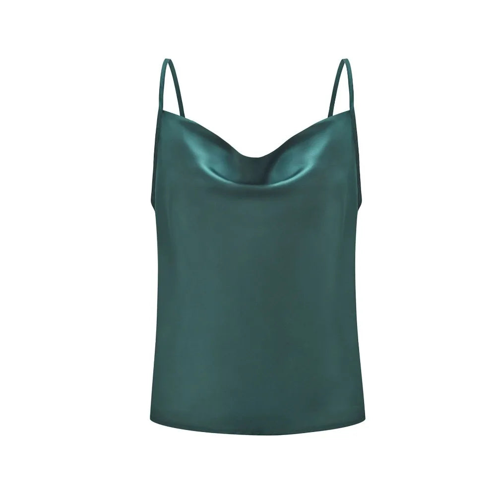 Silk-Like Satin Top Vest Summer Sexy Strappy Cami Tank for Ladies Lightweight and Elegant Sleeveless Milanni Fashion