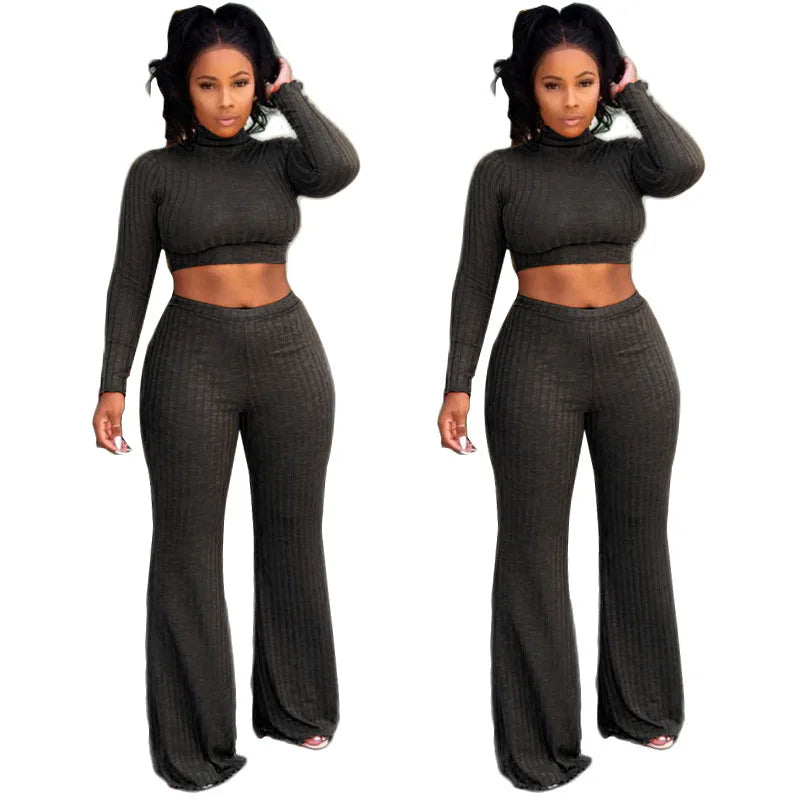 Cotton Crop Top and Pants Two Piece Tracksuit Set Winter Casual Suit Comfortable Stylish Outfit Milanni Fashion