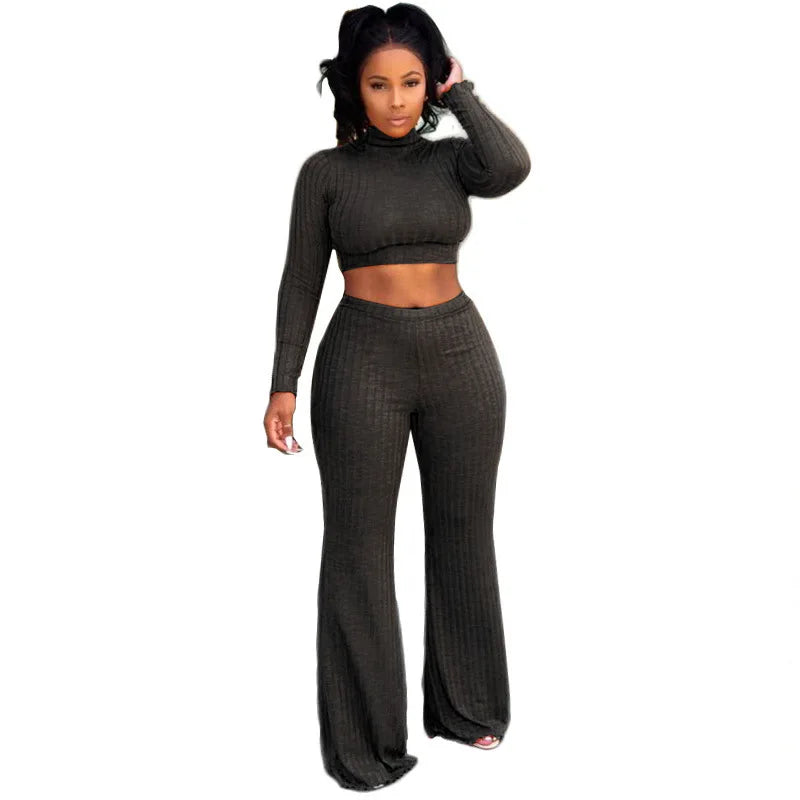 Cotton Crop Top and Pants Two Piece Tracksuit Set Winter Casual Suit Comfortable Stylish Outfit Milanni Fashion