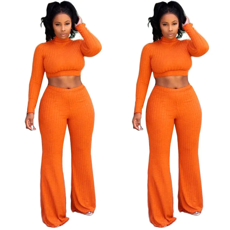 Cotton Crop Top and Pants Two Piece Tracksuit Set Winter Casual Suit Comfortable Stylish Outfit Milanni Fashion