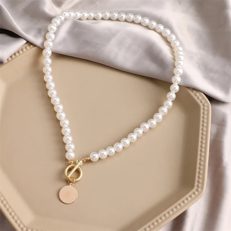 Fashion Wedding Pearl Choker Necklace Vintage Coin Pendant Chain Jewelry for Women’s Gift Milanni Fashion