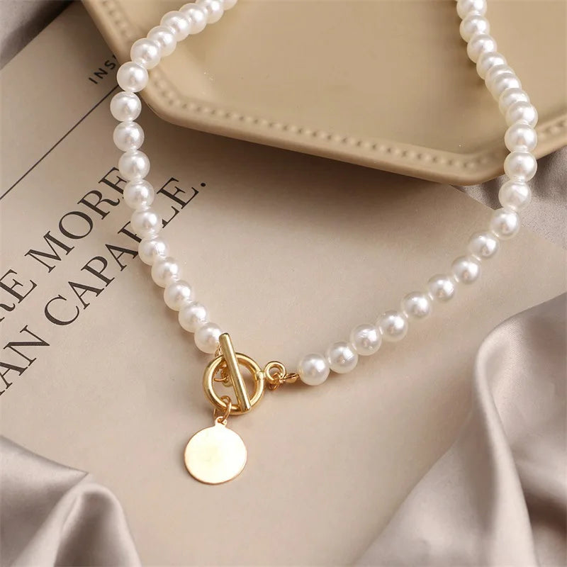 Fashion Wedding Pearl Choker Necklace Vintage Coin Pendant Chain Jewelry for Women’s Gift Milanni Fashion