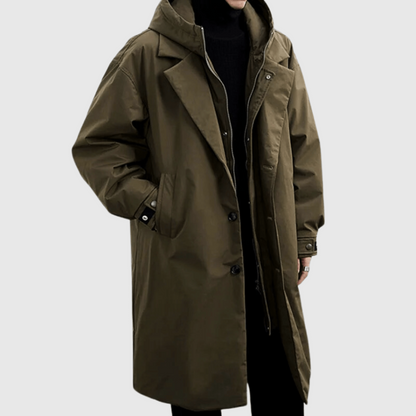 Jacob | Men's Lightweight Water-Resistant Long Rain Jacket with Hood