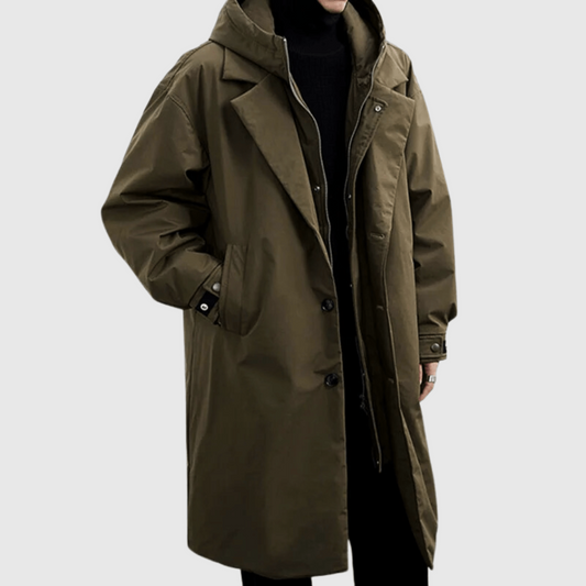 Jacob | Men's Lightweight Water-Resistant Long Rain Jacket with Hood