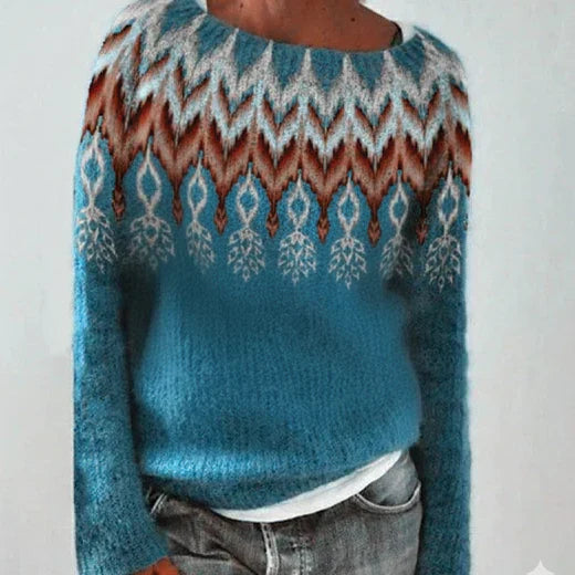 Andrea | Women's-Winter Christmas Sweater with Nordic Pattern
