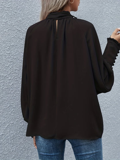 Tallulah | Tie Neck Ruffle Cuff Blouse