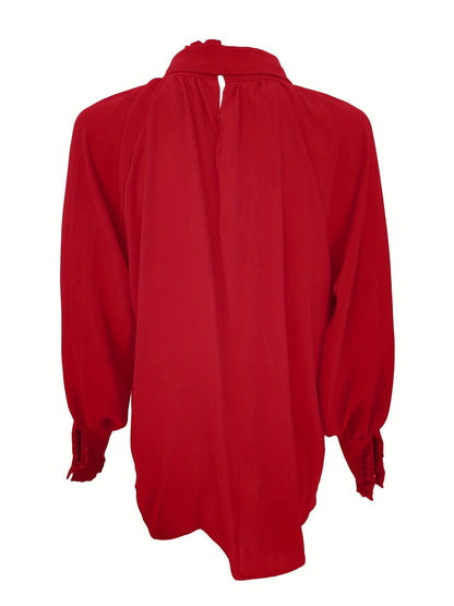 Tallulah | Tie Neck Ruffle Cuff Blouse
