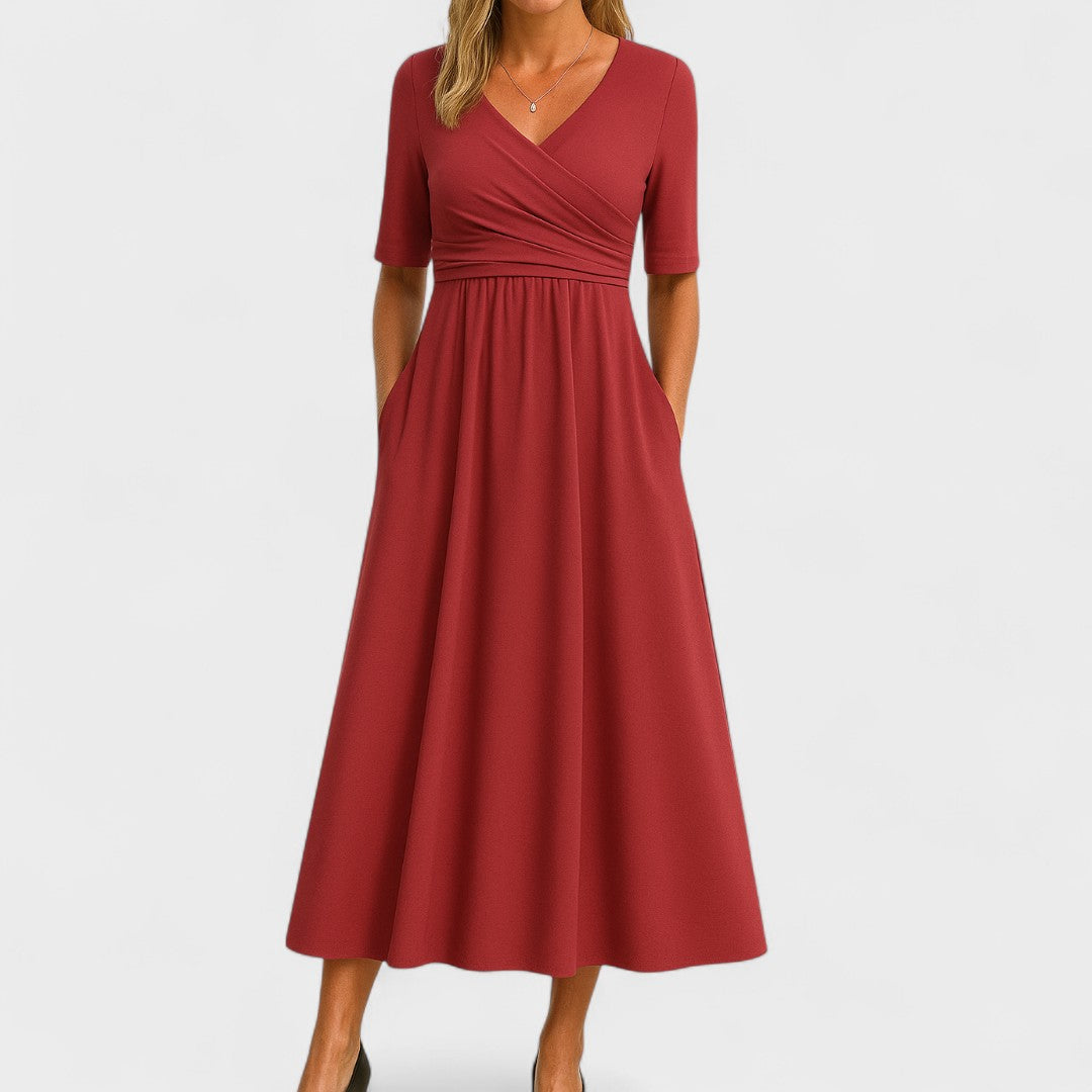 Elsa | Women's Dress in Wrap Style with V-Neck