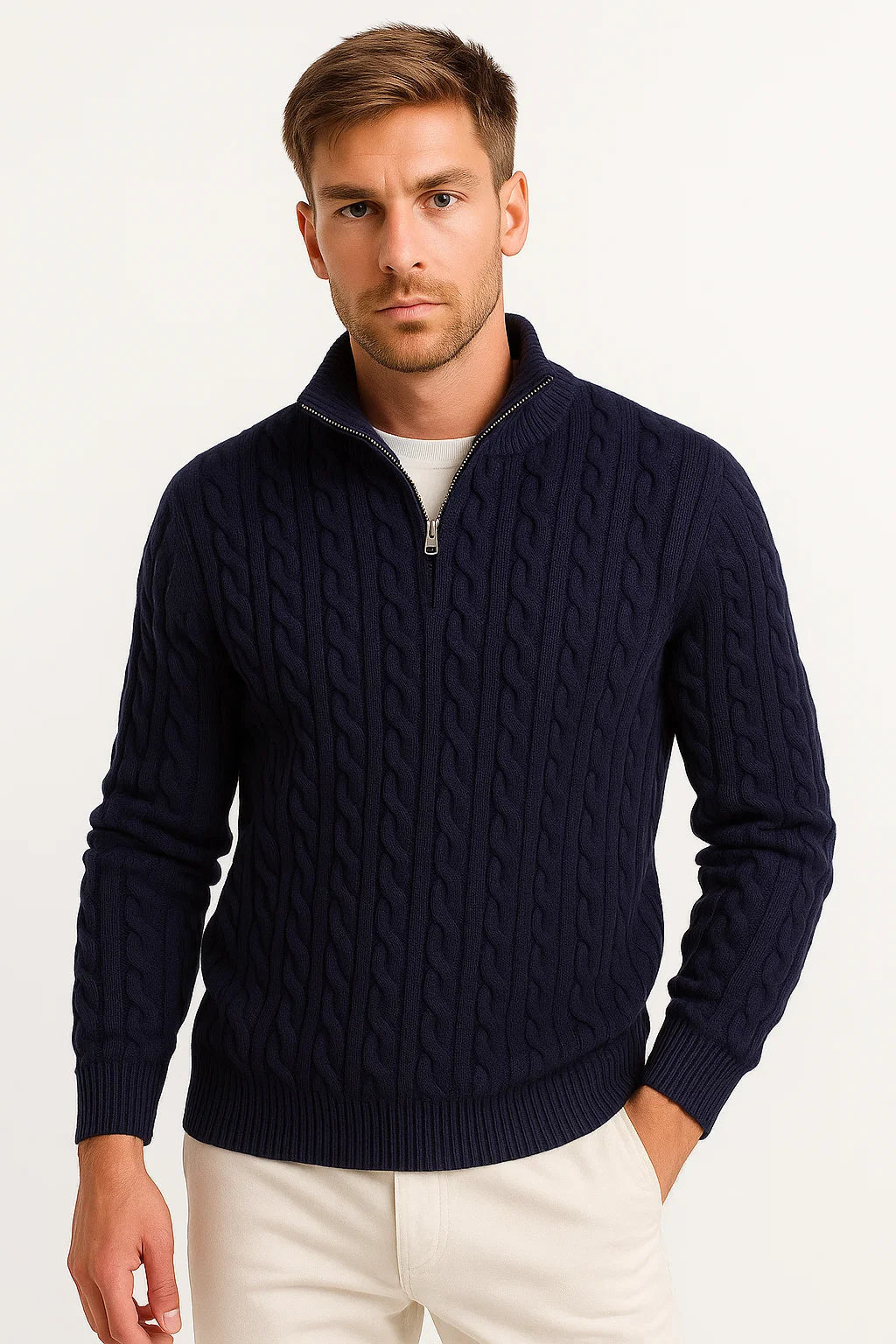 Corrado | Men's Breathable Knit Quarter-Zip Relaxed Sweater