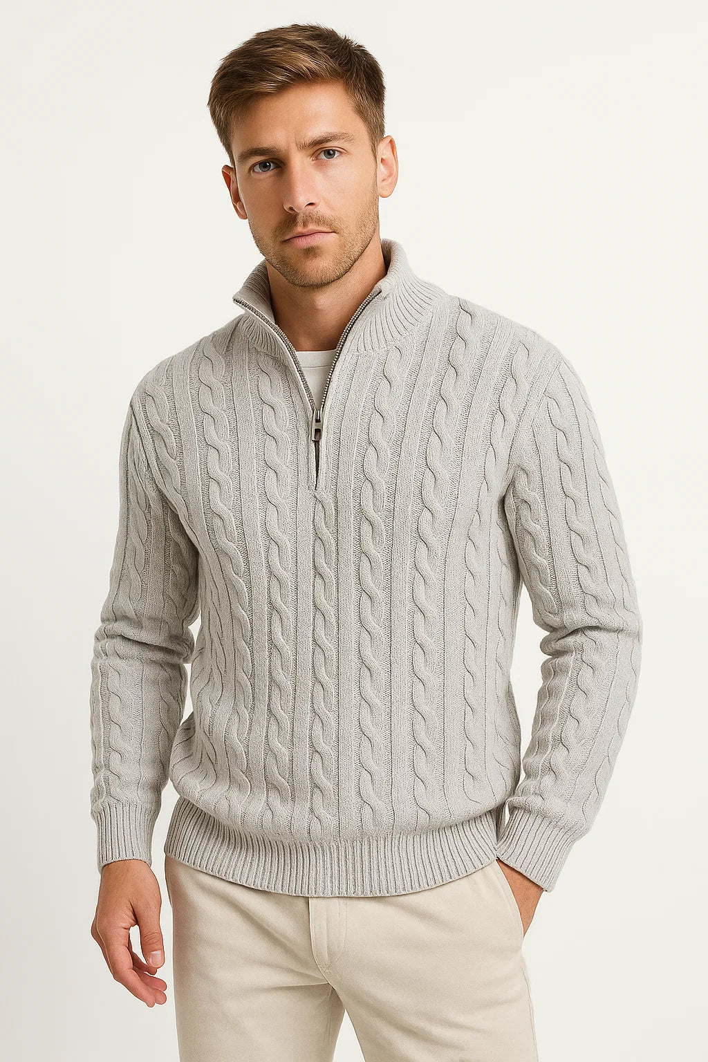 Corrado | Men's Breathable Knit Quarter-Zip Relaxed Sweater