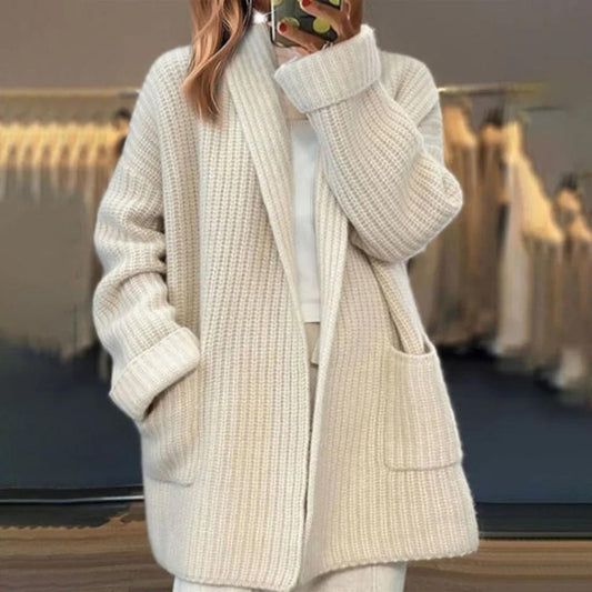Helga | Women's Cozy Knit Cardigan with open Front Panel