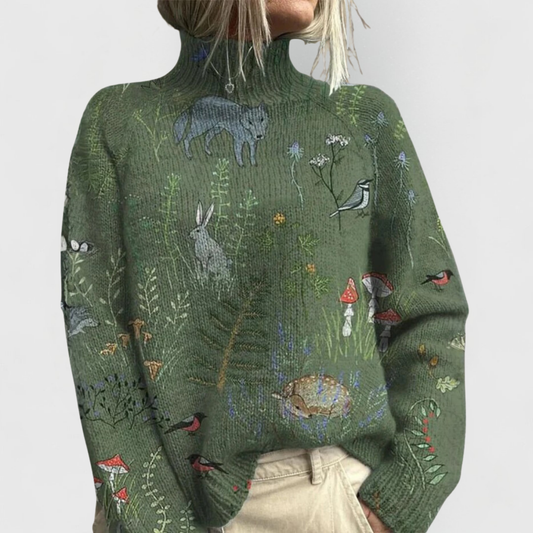 Barbara | Women's Natur Print Cozy Knit Sweater