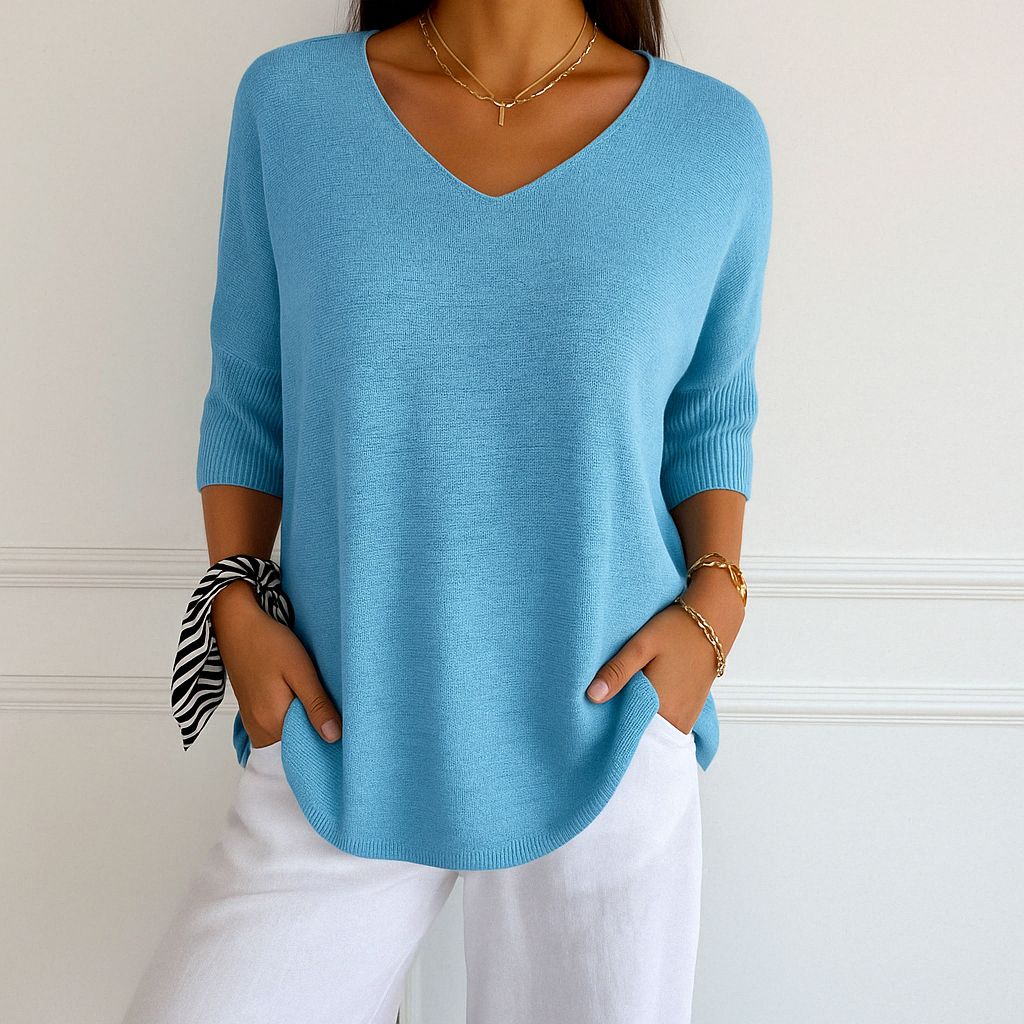 Frankie | Women's Breathable V-Neck Relaxed Summer Sweater
