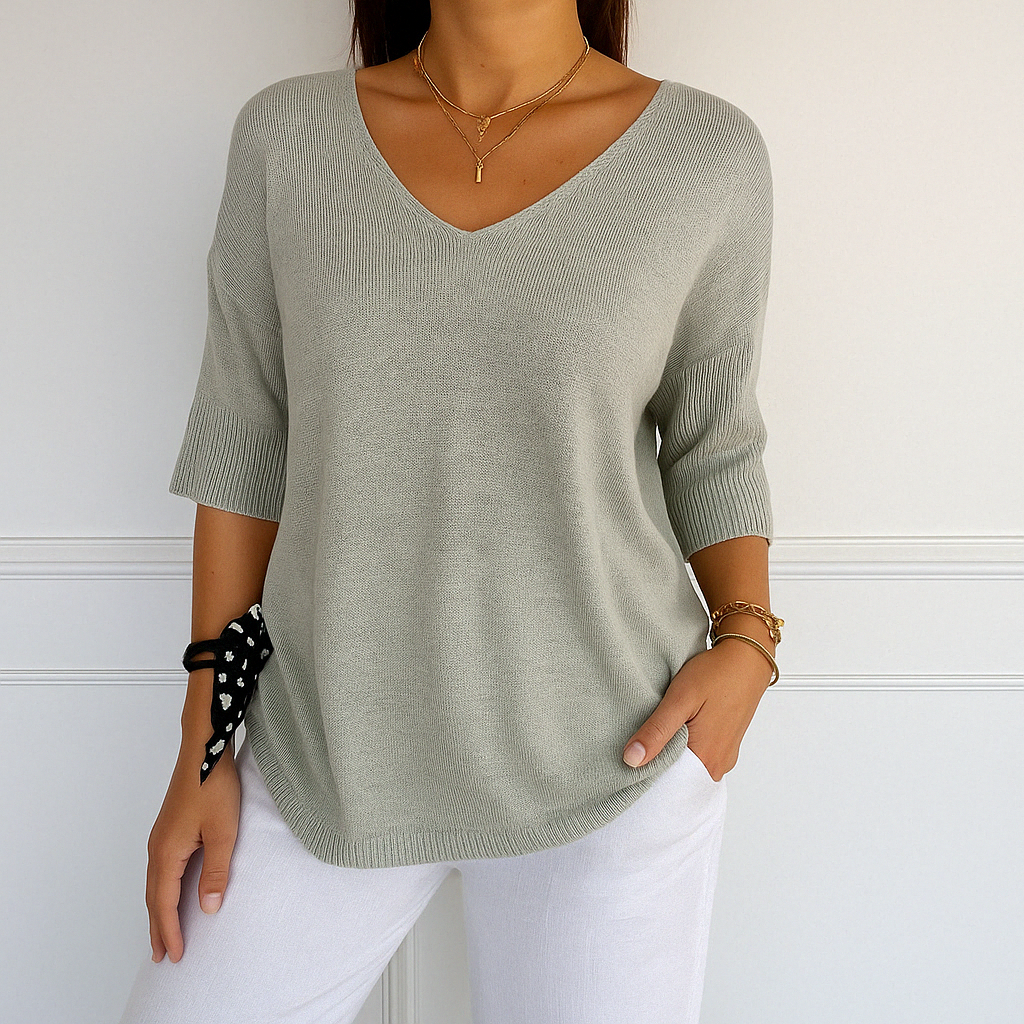 Frankie | Women's Breathable V-Neck Relaxed Summer Sweater