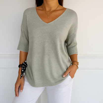 Frankie | Women's Breathable V-Neck Relaxed Summer Sweater