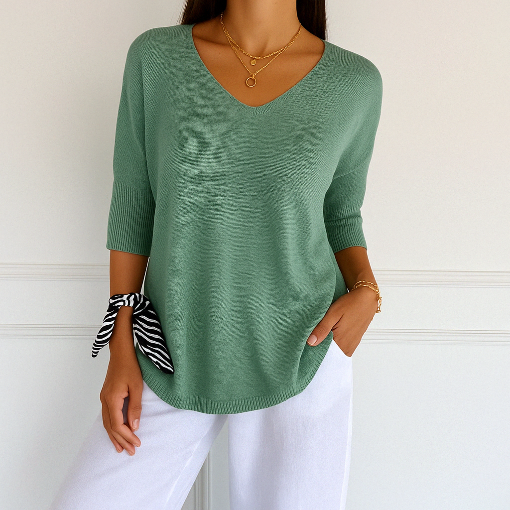 Frankie | Women's Breathable V-Neck Relaxed Summer Sweater