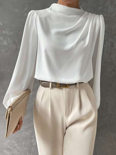Odette | Satin Bishop Sleeve Blouse
