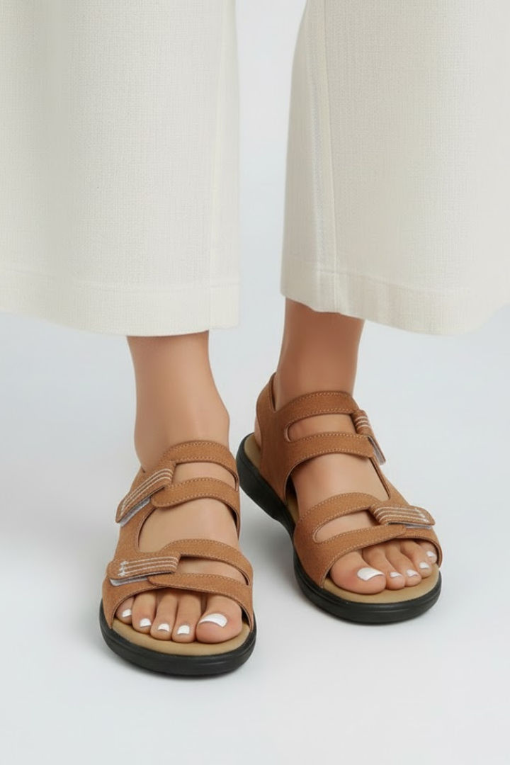 Andrea | Women's-Sandals with Heel and multiple Strap in Toe Area