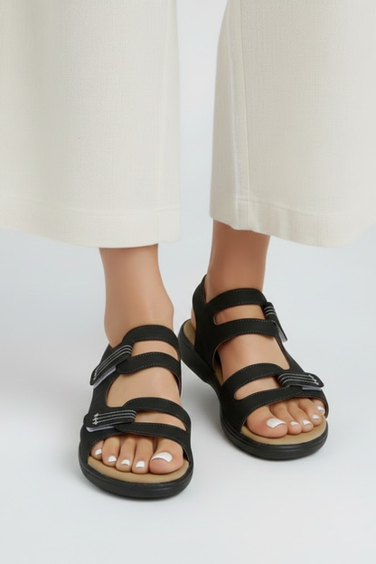 Andrea | Women's-Sandals with Heel and multiple Strap in Toe Area