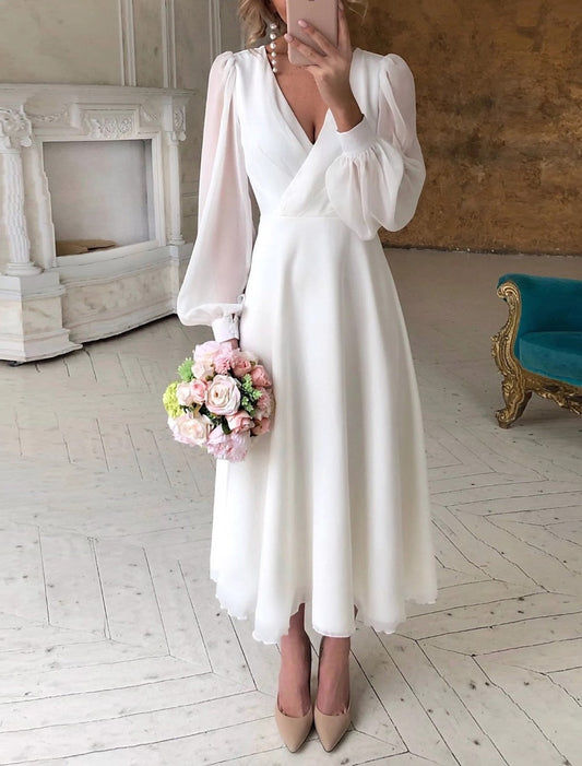 Birgit | Women's Classic Long Sleeve Flowing Wedding Dress