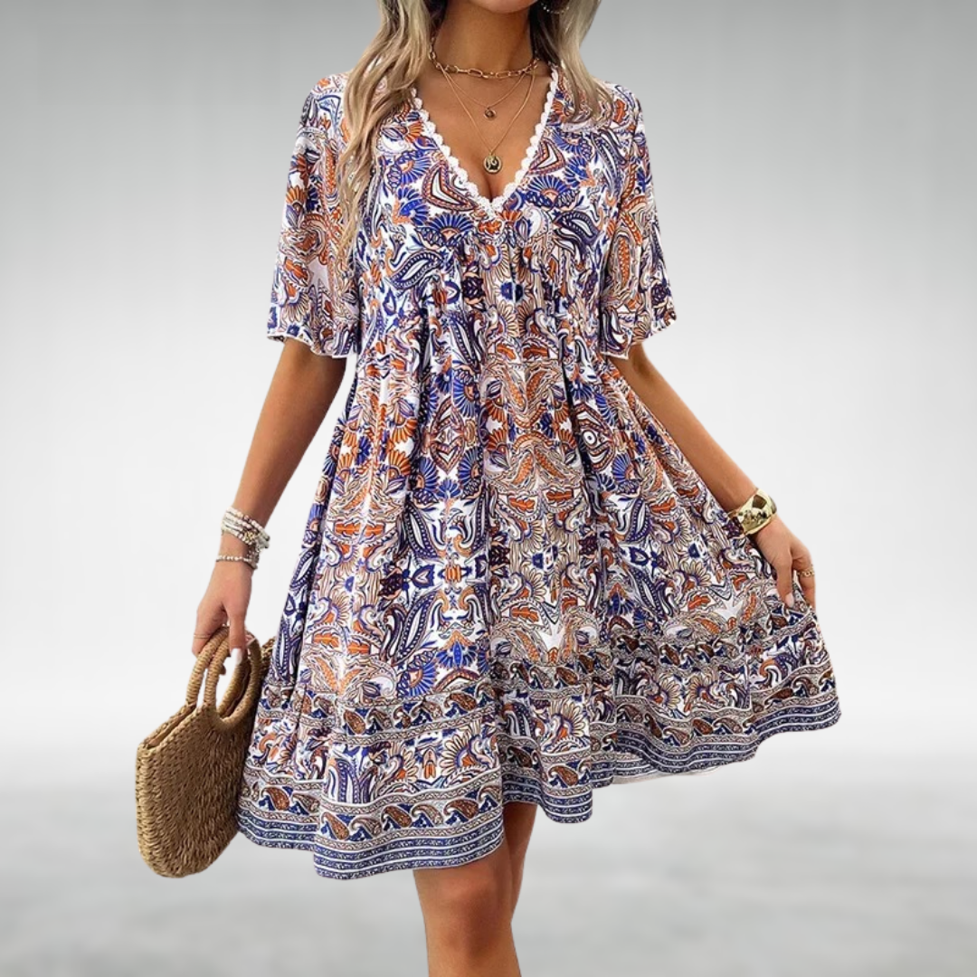 Felicia | Women's Summer Boho Paisley Mini Dress