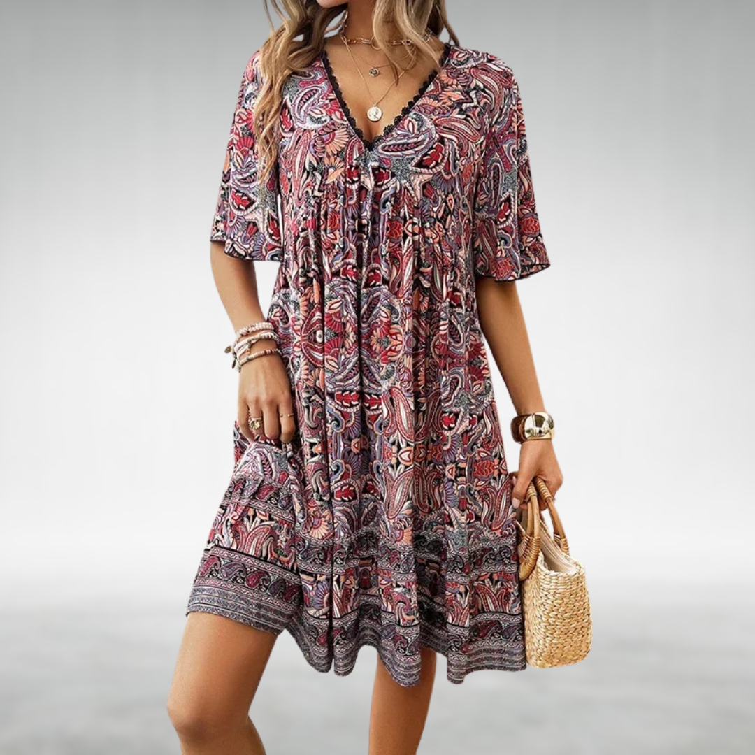 Felicia | Women's Summer Boho Paisley Mini Dress