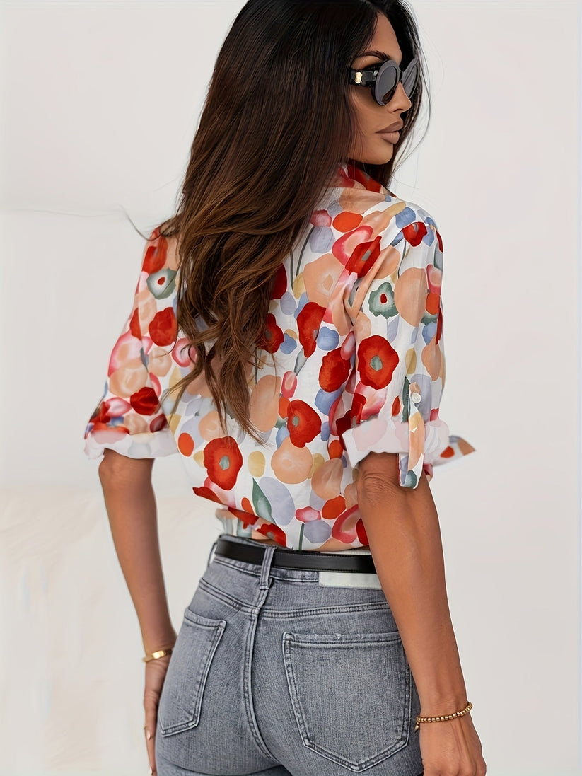 Marlowe | Floral Print Button Down Blouse
