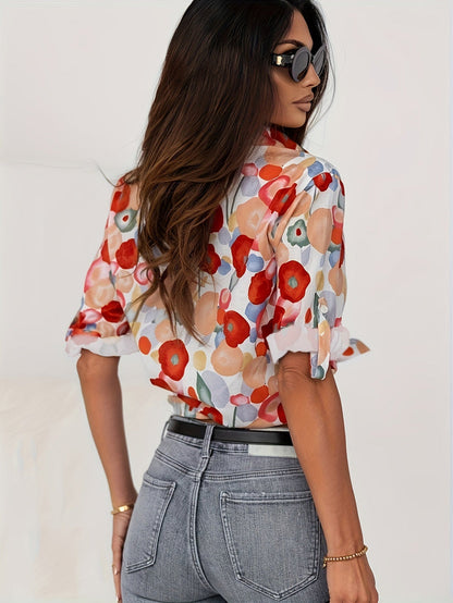 Marlowe | Floral Print Button Down Blouse