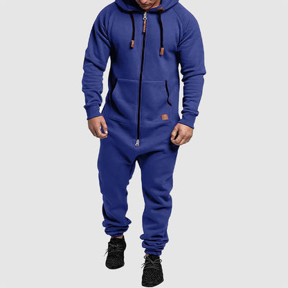Men’s Hooded Jumpsuit with Full-Zip Front