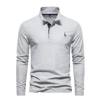 Stefano | Men’s Contrast Button Placket Long Sleeve Polo Shirt