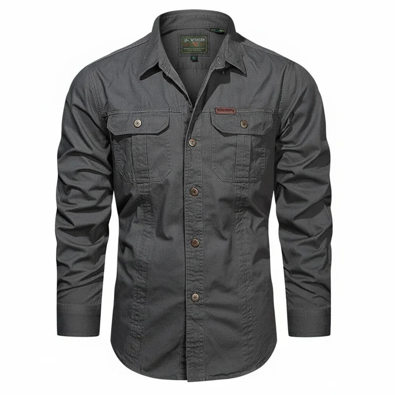 Claudio | Men’s Double Pocket Button Placket Utility Shirt