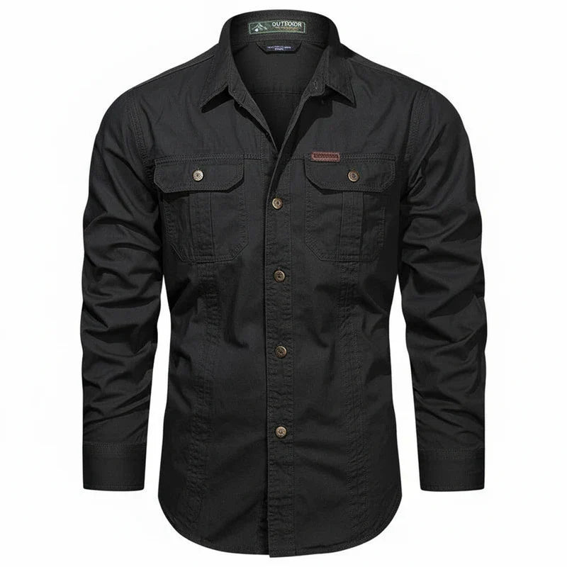 Claudio | Men’s Double Pocket Button Placket Utility Shirt