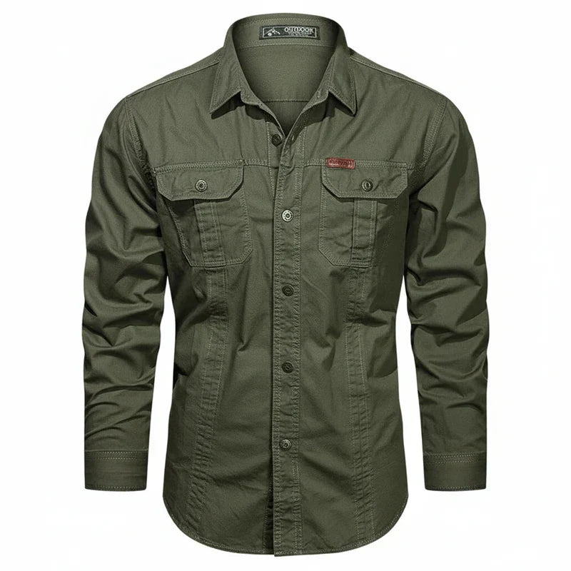 Claudio | Men’s Double Pocket Button Placket Utility Shirt