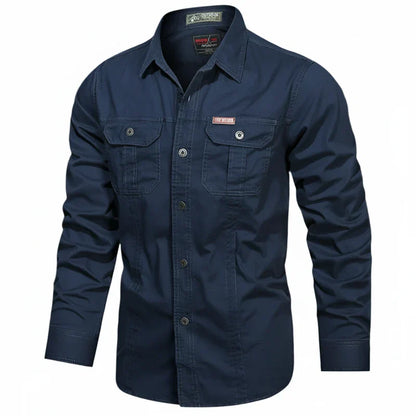 Claudio | Men’s Double Pocket Button Placket Utility Shirt