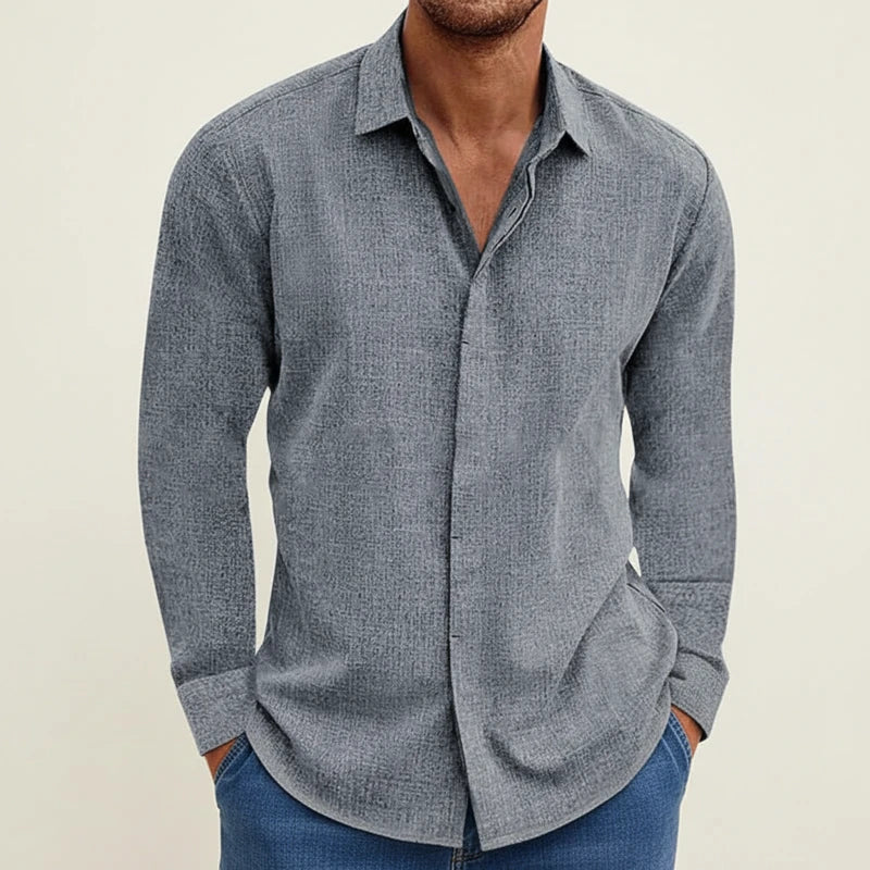 Andrew | Men’s Structured Long Sleeve Shirt with Button Placket