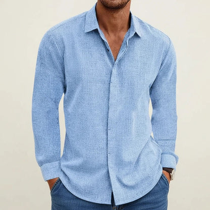 Andrew | Men’s Structured Long Sleeve Shirt with Button Placket