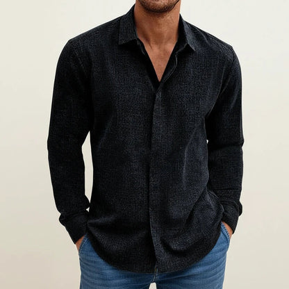 Andrew | Men’s Structured Long Sleeve Shirt with Button Placket
