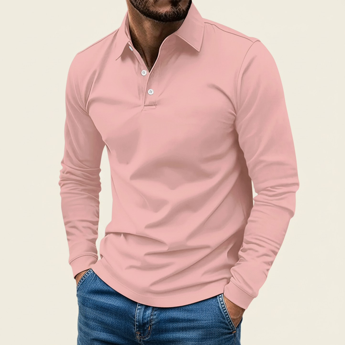 Elio | Men’s Minimalist Button Long Sleeve Polo