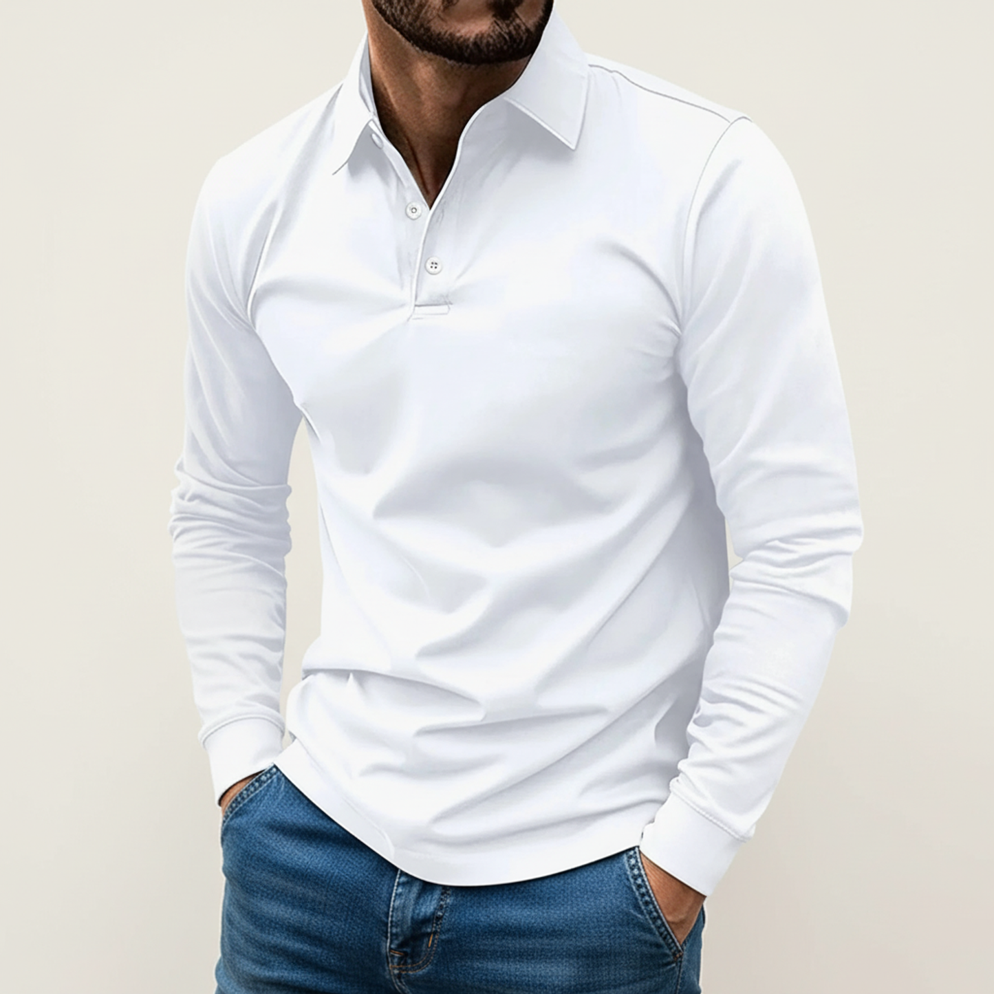 Elio | Men’s Minimalist Button Long Sleeve Polo