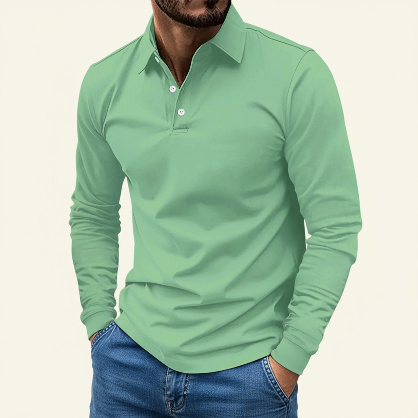 Elio | Men’s Minimalist Button Long Sleeve Polo