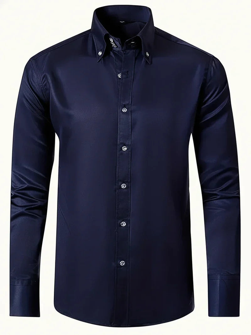 Claudio | Men’s Structured Collar Button Placket Formal Shirt
