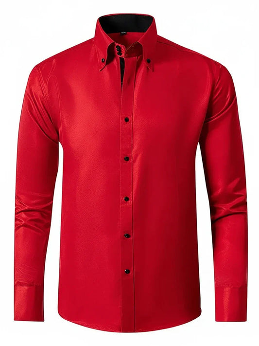Claudio | Men’s Structured Collar Button Placket Formal Shirt