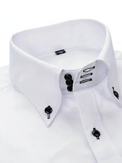 Claudio | Men’s Structured Collar Button Placket Formal Shirt