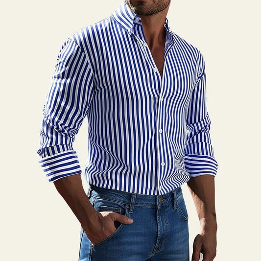 Bastiano | Men’s Vertical Stripe Button-Up Shirt